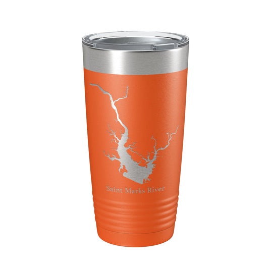 St. Marks River FL Map Tumbler Travel Mug Insulated Laser Engraved Coffee Cup Apalachee Bay Florida Saint 20 oz