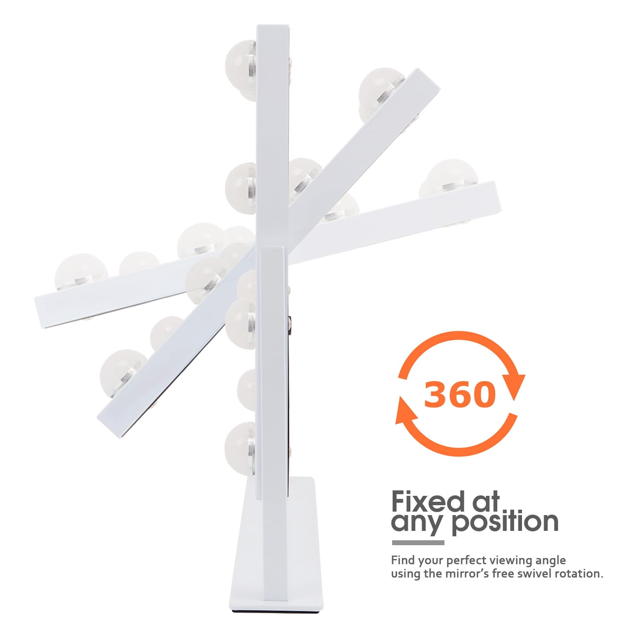 Fenchilin Vanity Makeup Mirror with Lights Metal Tabletop White 14.5" x 18.5"