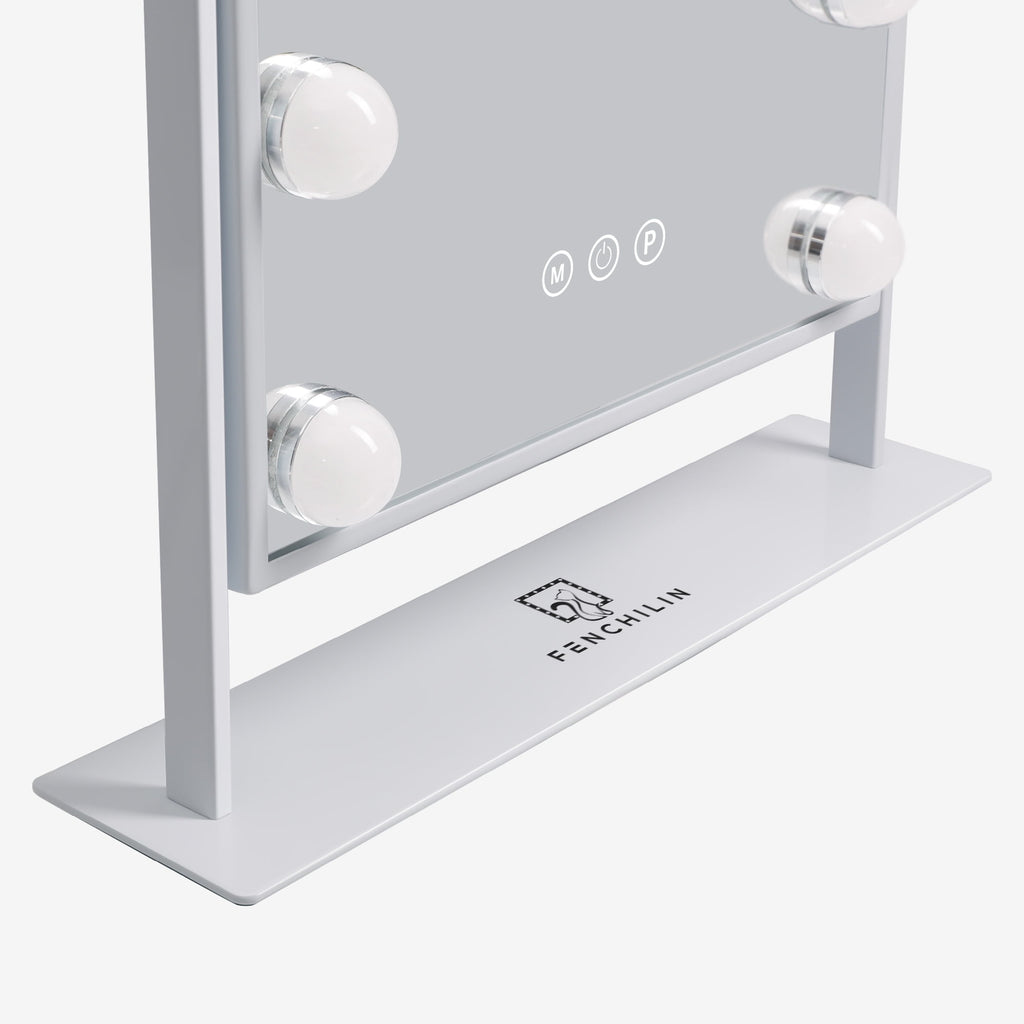 Fenchilin Vanity Makeup Mirror with Lights Metal Tabletop White 14.5" x 18.5"