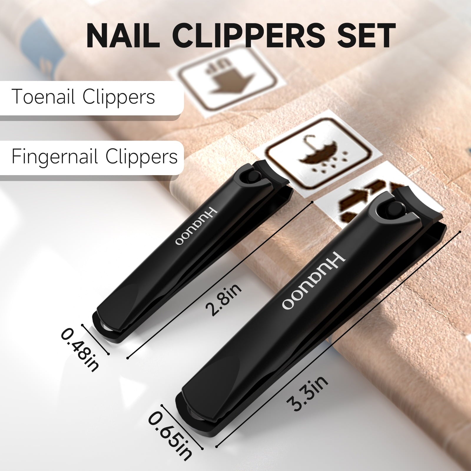 Nail Clipper, Stainless Steel Fingernails & Toenails Clippers & Nail File Sharp with Case, Set of 2
