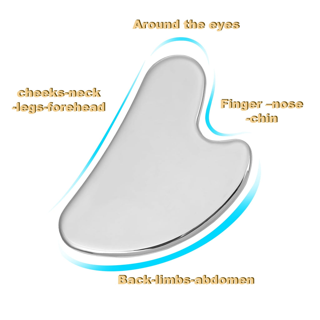 AOWOO Stainless Steel Gua Sha Facial Tools, Guasha Tool for Face, Metal Gua Sha Tighten Skin Massage Tool, Guasha Beauty Scraping Tool for Face, SPA, Body Skin Care Body Massager