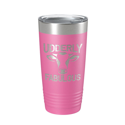 Udderly Fabulous Tumbler Cow Travel Mug Gift Insulated Laser Engraved Coffee Cup Utterly Dairy Farmer 20 oz