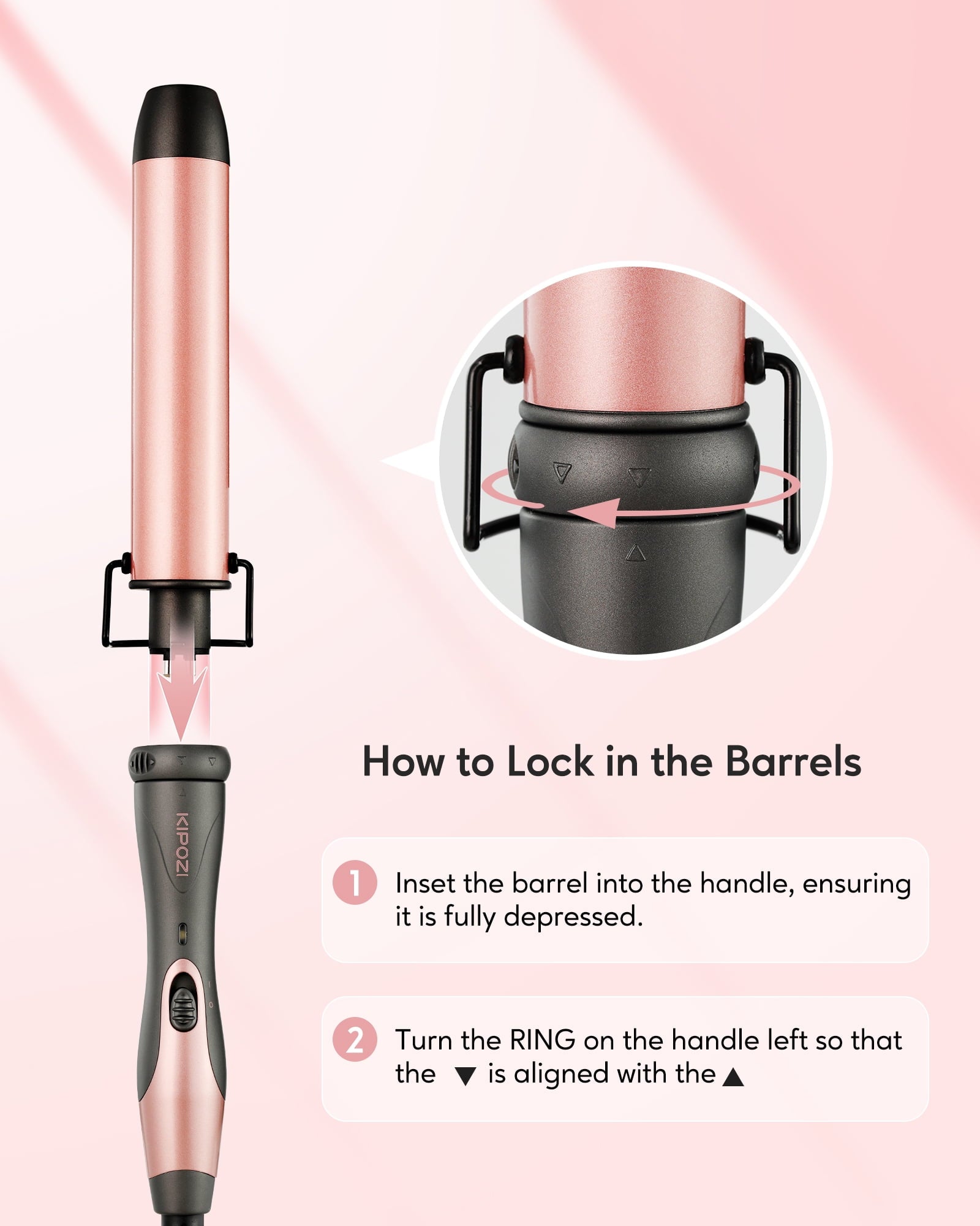KIPOZI 5 in 1 Curling Wand Set, Multi Curl, Curling Iron Set with Thermal Brush and 4 Interchangeable Ceramic Curling Wand, Instant Heat Up Wand Curling Iron, Rose Gold