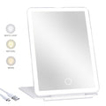 COOLJEEN Rechargeable Travel Makeup Vanity Mirror with 60 Led Lights Portable Rectangle White 7.9''