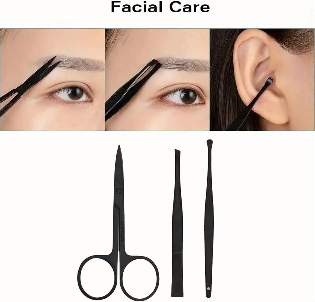 Beauty Power Manicure Set Nail Clipper Kit Personal Care Manicure Pedicure Set Mens Womens Accessories Nail Grooming Kit Personal Care Set (Black and Red)