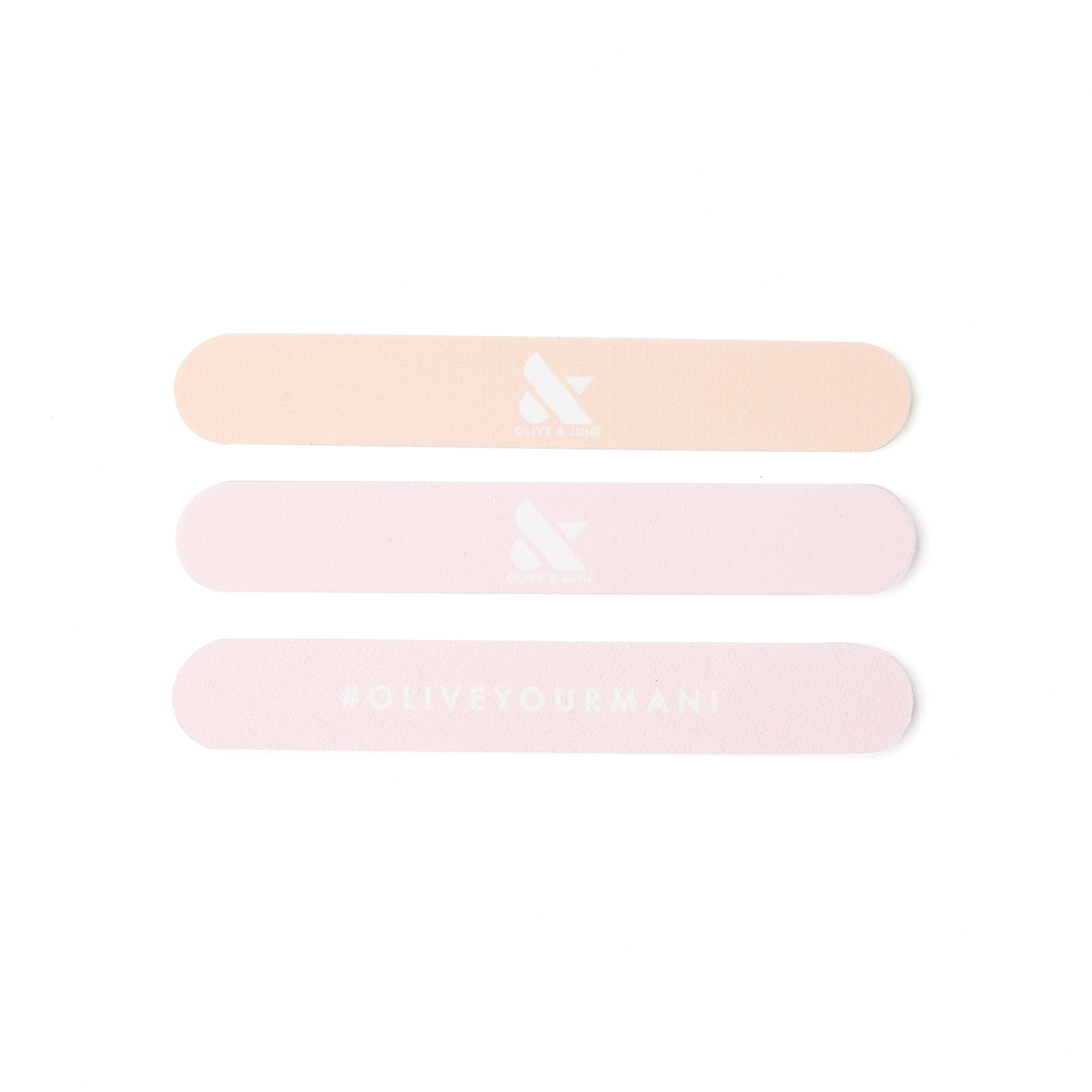 Olive & June Emory Board Pink Nail File 3-Pack, Unisex