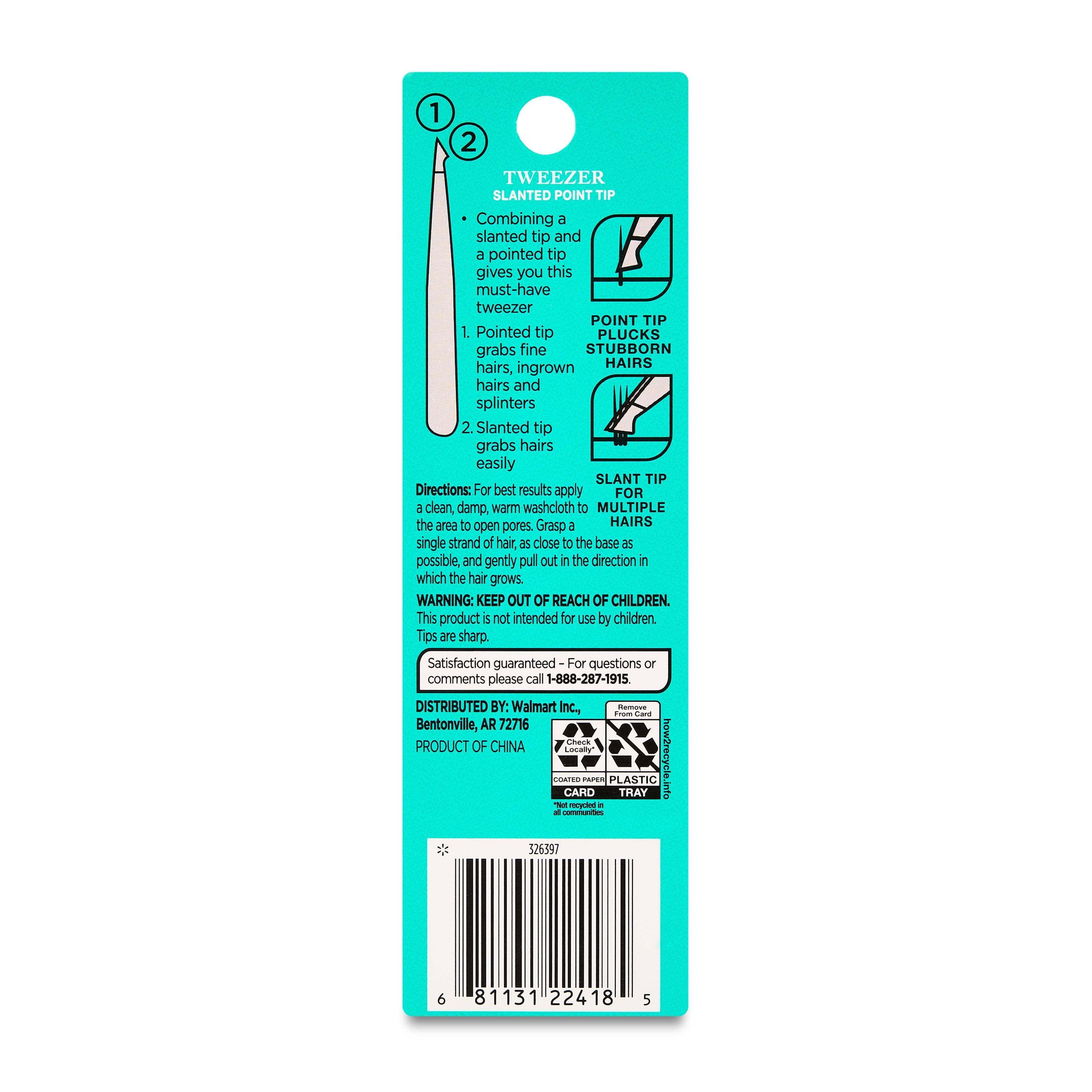 Equate Stainless Steel Slant and Pointed-Tip Tweezer