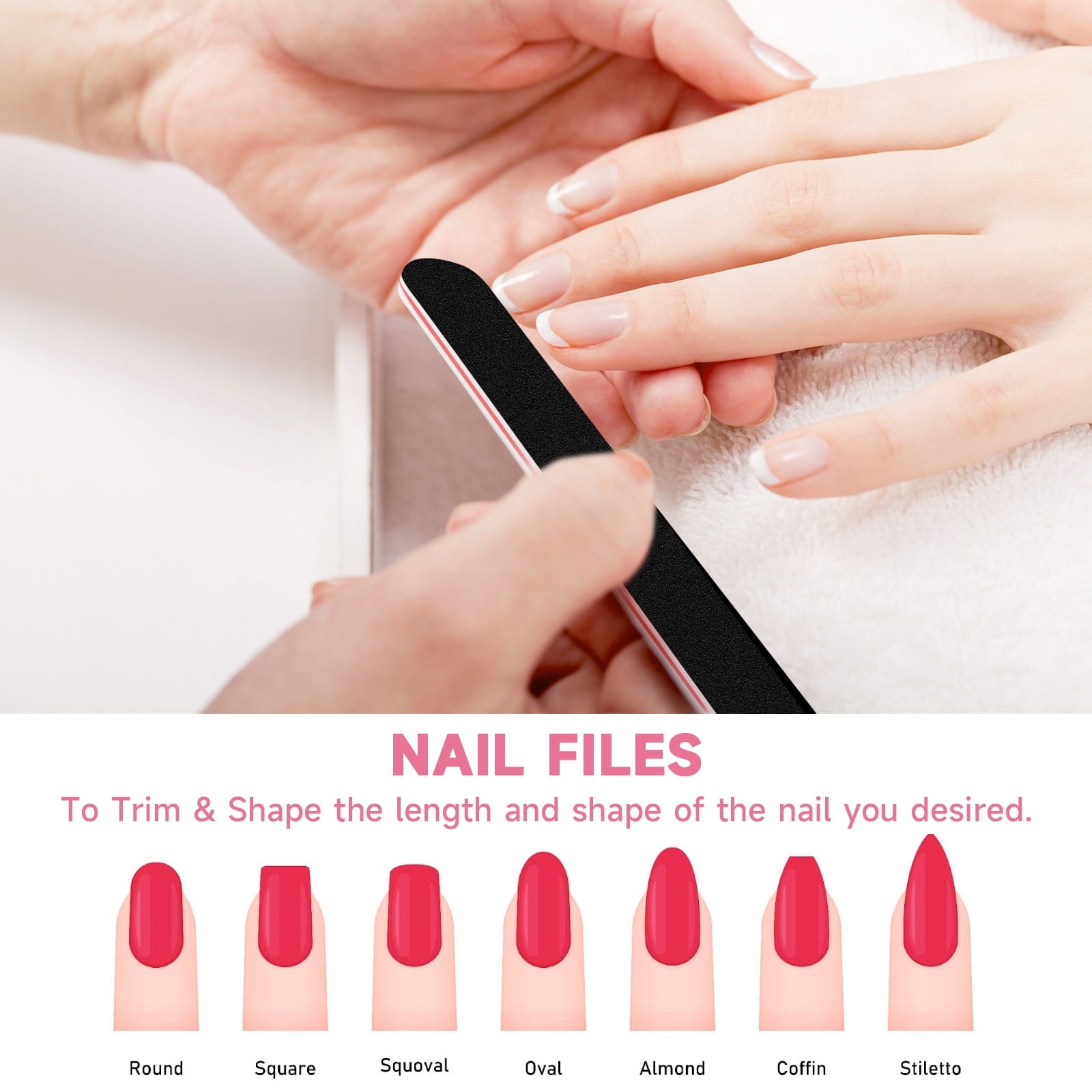 Nail Files and Buffer 12 Pcs, Professional Manicure Tools Kit Care Buffer Block Tools 100/180 Grit, Colorful