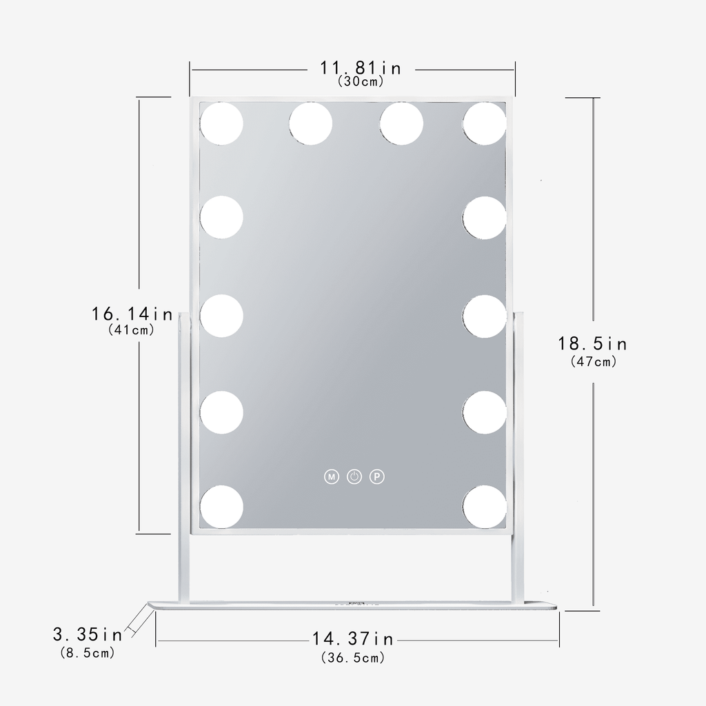 Fenchilin Vanity Makeup Mirror with Lights Metal Tabletop White 14.5" x 18.5"