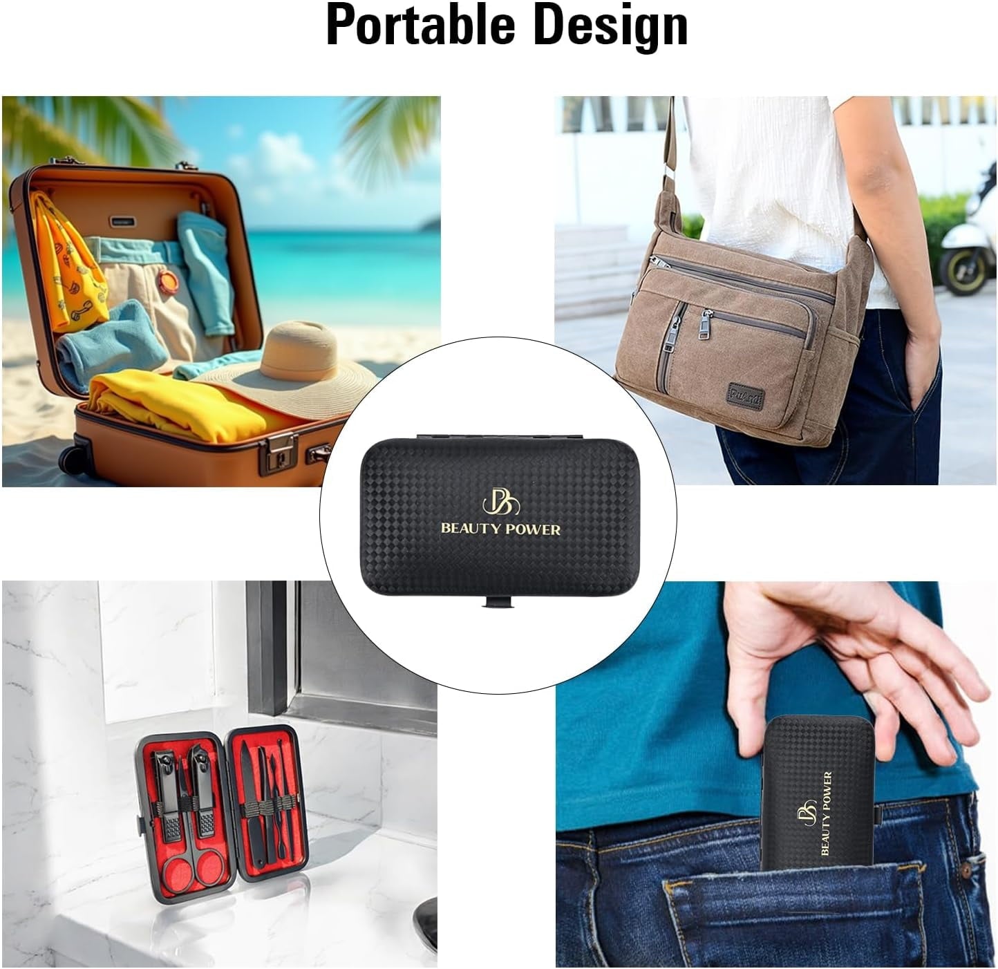 Beauty Power Manicure Set Nail Clipper Kit Personal Care Manicure Pedicure Set Mens Womens Accessories Nail Grooming Kit Personal Care Set (Black and Red)