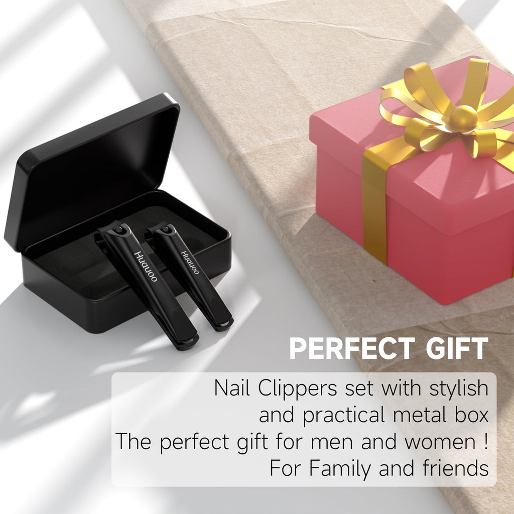 Nail Clipper, Stainless Steel Fingernails & Toenails Clippers & Nail File Sharp with Case, Set of 2